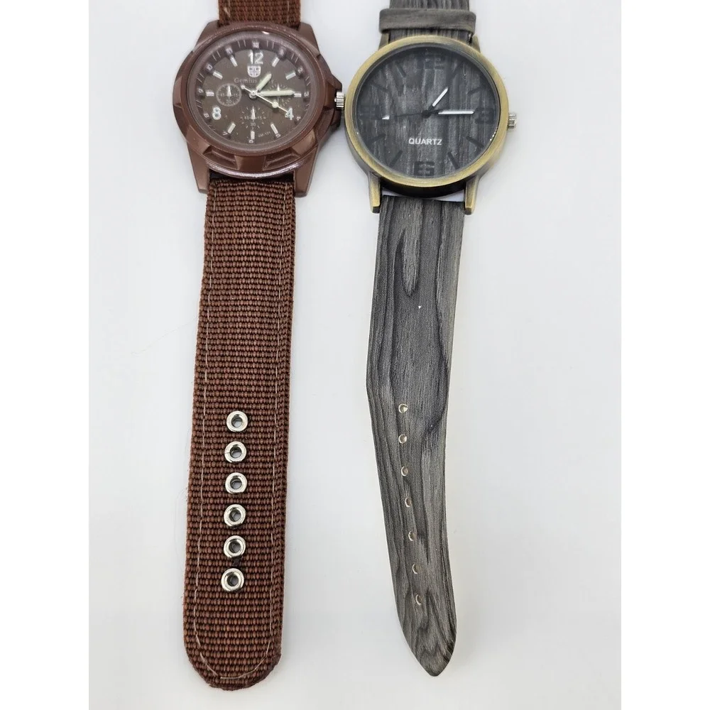 2X Men's Analog Watches 40MM Brown Gray Dial Brown Gray Bands New Battery